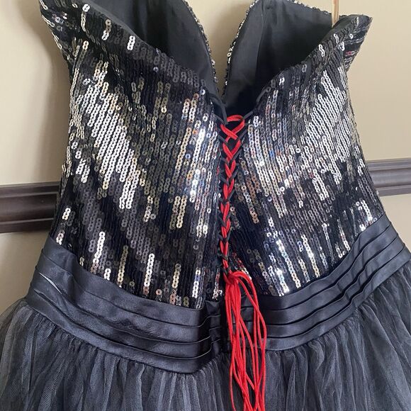 Joli Formal Dress Sz 20 Strapless Black Sequin Corset Tulle Ball Gown Prom - Picture 12 of 12